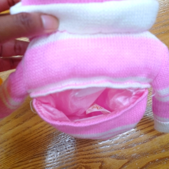 Dan Dee Sock Monkey pink candy cane stripes Plush Christmas Stocking 18” - Picture 6 of 9